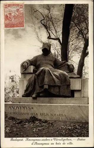 Ak Budapest Ungarn, Anonymus szobra a Varosligetben