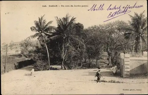 Ak Dakar, Senegal, Eine Ecke des öffentlichen Gartens