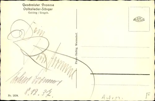 Ak Geschwister Fromme, Volkslieder Sänger, Geising Erzgebirge