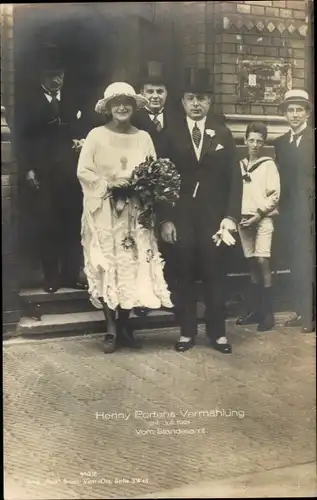 Judaika Ak Schauspielerin Henny Porten, Vermählung 1921, Wilhelm von Kaufmann Asser, Zum Standesamt