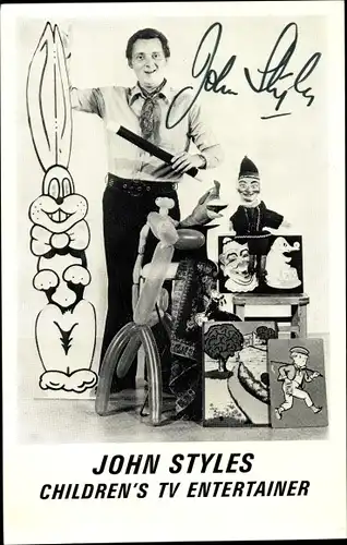 Ak Children's TV Entertainer John Styles, Portrait, Autogramm