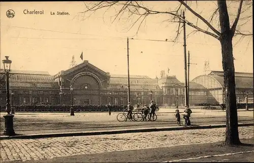 Ak Charleroi Wallonien Hennegau, Bahnhof