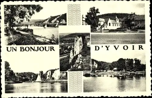 Ak Yvoir sur Meuse Wallonien Namur, Fluss, Felsen, Gebäude