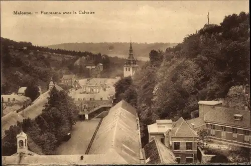 Ak Malonne Namur Wallonien, Panorama avec le Calvaire