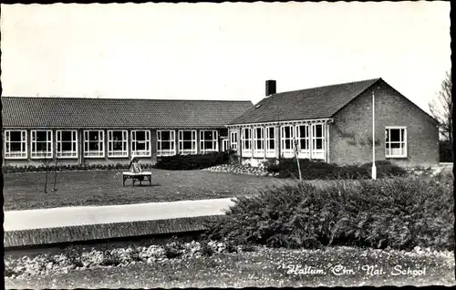 Ak Hallum Friesland Niederlande, Schule