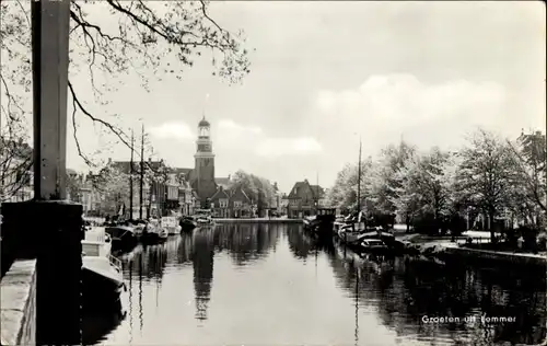 Ak Lemmer Friesland Niederlande, Party am Kanal