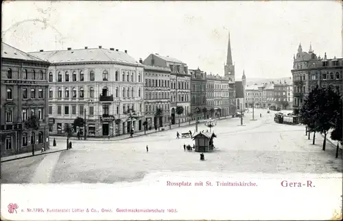 Ak Reuß Gera in Thüringen, Rossplatz mit St. Trinitatiskirche