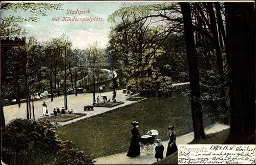 Ak Chemnitz in Sachsen, Stadtpark, Kinderspielplatz