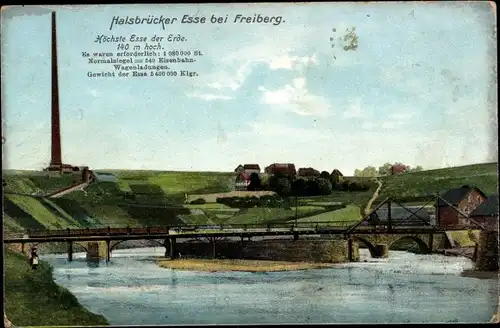 Ak Halsbrücke in Mittelsachsen, Hohe Esse, Schornstein