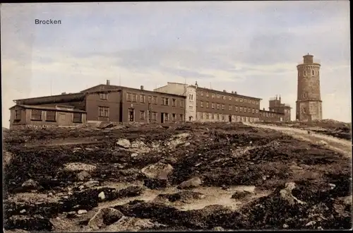 Ak Brocken Nationalpark Harz, Brockenturm, Brockenhotel