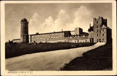 Ak Brocken Nationalpark Harz, Brockenturm, Brockenhotel