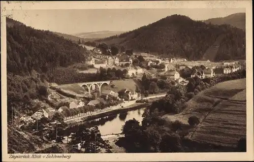Ak Ziegenrück am Schiefergebirge Thüringen, Totalansicht, Schlossberg
