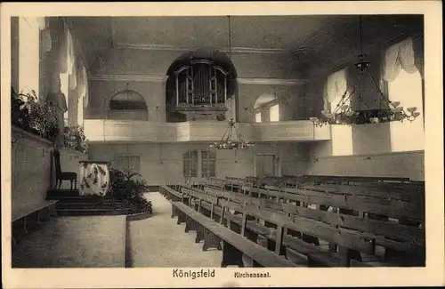 Ak Königsfeld im Schwarzwald Baden, Kirchensaal, Orgel