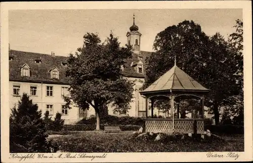 Ak Königsfeld im Schwarzwald Baar Kreis, Unterer Platz, Pavillon, Kirchturm