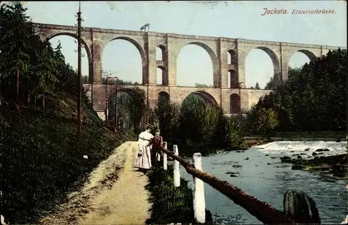 Ak Jocketa Pöhl im Vogtland, Elstertalbrücke