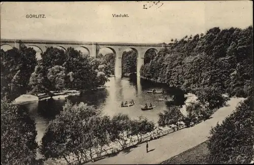 Ak Görlitz in der Lausitz, Viadukt, Ruderboote