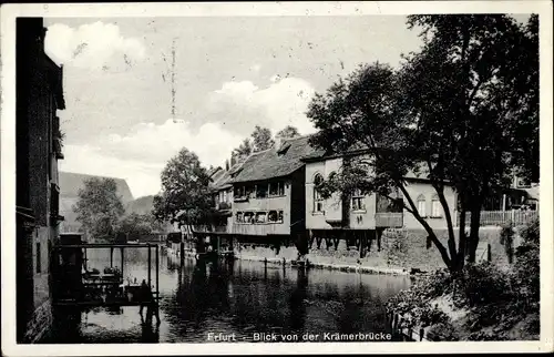 Ak Erfurt in Thüringen, Blick von der Krämerbrücke