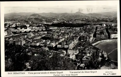 Ak Donostia San Sebastian Baskenland, Panorama vom Monte Urgull aus gesehen