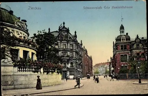 Ak Zwickau in Sachsen, Schumannplatz Ecke Humboldtstraße