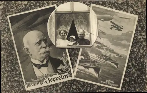Ak Graf von Zeppelin, Portrait, Familie, Deutsche Kriegsschiffe, Luftflotte