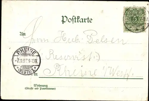 Litho Friedrichroda im Thüringer Wald, Teilansicht, Frau in Tracht