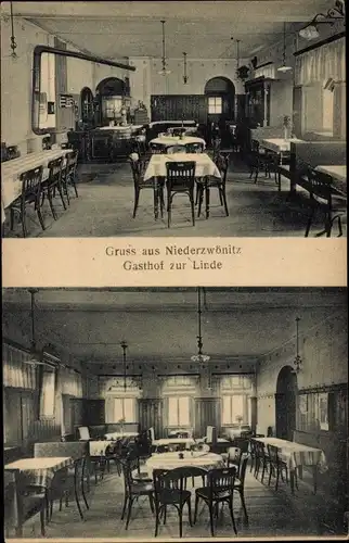 Ak Niederzwönitz Zwönitz im Erzgebirge Sachsen, Gasthof zur Linde, Innenansicht