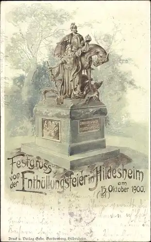 Litho Hildesheim in Niedersachsen, Denkmal, Enthüllungsfeier am 15. Oktober 1900