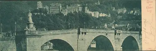Klapp Ak Heidelberg am Neckar, Stadtansicht, Brücke, Denkmal