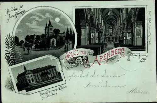 Mondschein Litho Arenberg Koblenz, Inneres der Kirche, Dominikanerinnen-Kloster