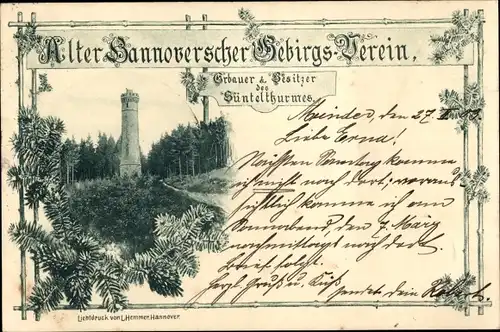 Litho Hannover in Niedersachsen, Alter Hannoverscher Gebirgs-Verein, Süntelturm