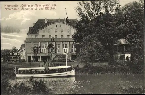 Ak Döhren Hannover Niedersachsen, Haltestelle Döhrener Maschpark, Motorboote Scharnhorst u. Blücher