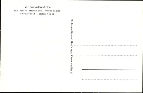 Ak Wanne Eickel Herne im Ruhrgebiet, Gartenstadtschänke, Tulpenweg 2, Innenansicht