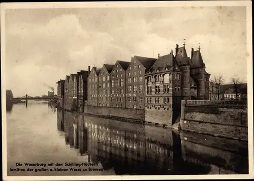 Ak Hansestadt Bremen, Weserburg, Kaffee Schilling, Lagerhäuser, Kontorhäuser