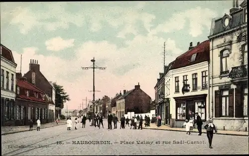 Ak Haubourdin Nord, Place Valmy, Rue Sadi Carnot