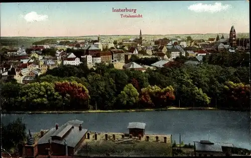 Ak Tschernjachowsk Insterburg Ostpreußen, Totalansicht der Ortschaft