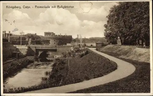 Ak Kaliningrad Königsberg Ostpreußen, Promenade mit Roßgärtertor