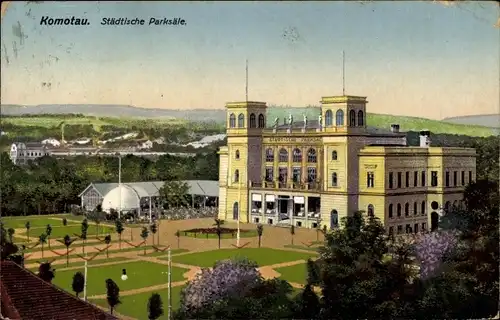 Ak Chomutov Komotau Reg. Aussig, Städtische Parksäle