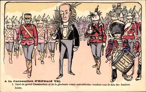Künstler Ak König Eduard VII. von England, King Edward VII., Krönung, Kolonialheer in Südafrika