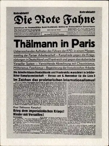 Sammelbild Geschichte der deutschen Arbeiterbewegung, 54 Ernst Thälmann in Paris 1932