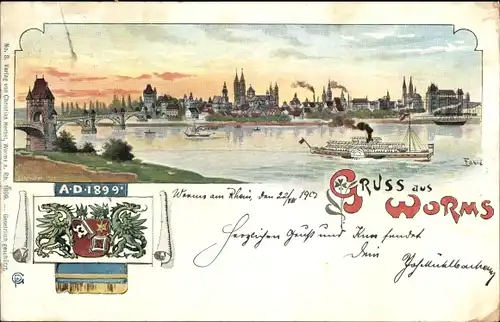 Wappen Künstler Litho Worms am Rhein, Panorama