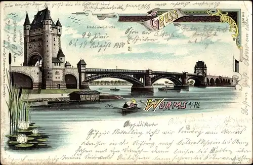 Litho Worms am Rhein, Ernst-Ludwigsbrücke