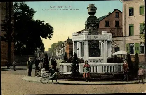 Ak Offenbach am Main Hessen, Luisenstraße, Schiller-Brunnen