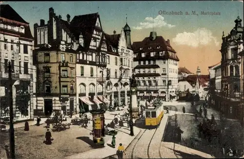 Ak Offenbach am Main Hessen, Marktplatz, Straßenbahn