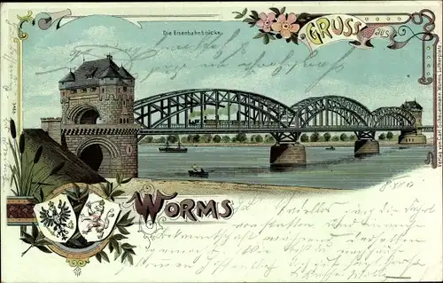 Wappen Litho Worms, Eisenbahnbrücke