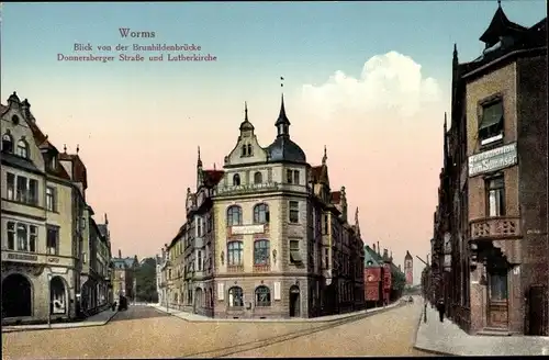 Ak Worms am Rhein, Brunhildenbrücke, Donnersberger Straße, Lutherkirche
