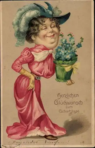 Präge Ak Glückwunsch Geburtstag, Gratulantin, Vergissmeinnicht, Geschenk