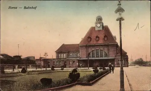 Ak Herne im Ruhrgebiet Westfalen, Bahnhof