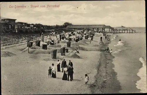 Ak Dziwnów Dievenow in Pommern, Strand, Herrenbad, Strandkörbe