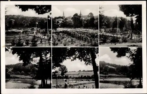 Ak Waldbröl im Oberbergischen Land, Totalansicht, Garten, Freibad