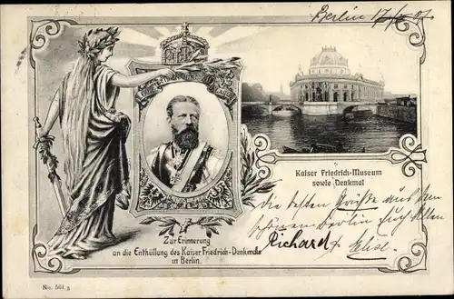 Ak Berlin Mitte, Kaiser-Friedrich-Museum, Denkmal, Portrait